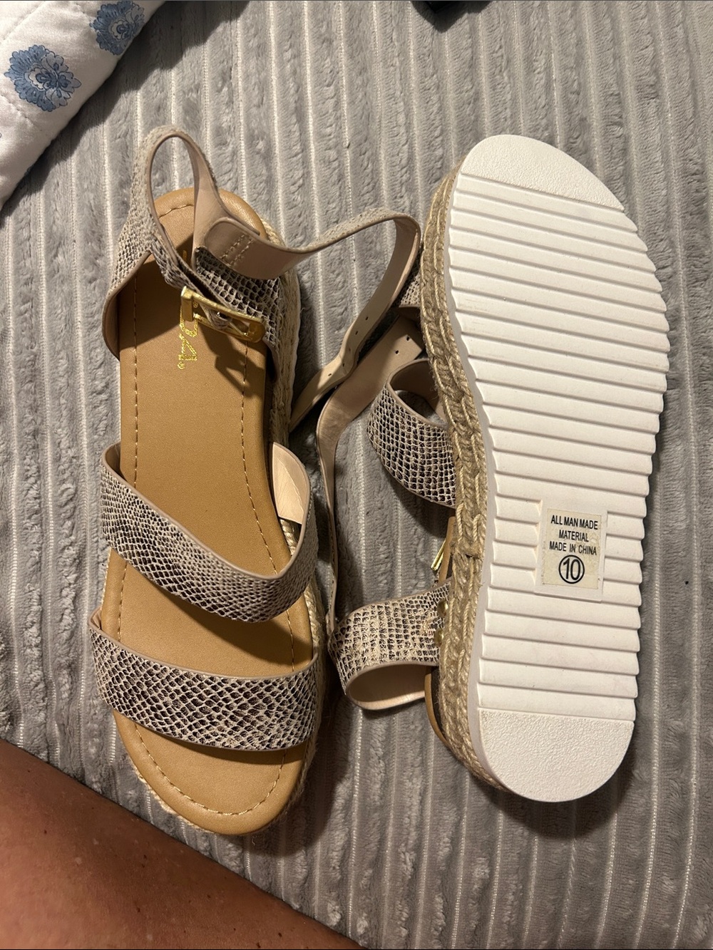 Women’s Neutral Snake-Print Espadrille Sandals